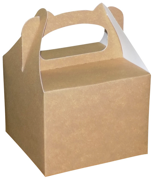 Karton na ciasto kraft-biały 21x21x12 cm z rączką do transportu wyrób cukierniczych