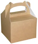 Karton na ciasto z rączką KRAFT 21/21/12 DWUSTRONNE KRAFTOWO - BIAŁE