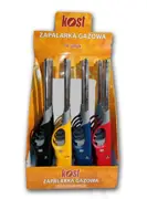 Zapalarka gazowa KOST ZG-01, zestaw 16 sztuk w kolorach czarnym, żółtym, niebieskim i czerwonym, opakowanie zbiorcze.