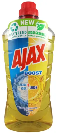 Płyn AJAX to uniwersalny środek czyszczący, który możesz bezpiecznie stosować do każdej powierzchni. Na trudne zabrudzenia można użyć płynu bezpośrednio z butelki, a do mycia podłogi wydajnie rozcieńczyć. Niewidoczna warstwa ochronna zapobiega przed os...