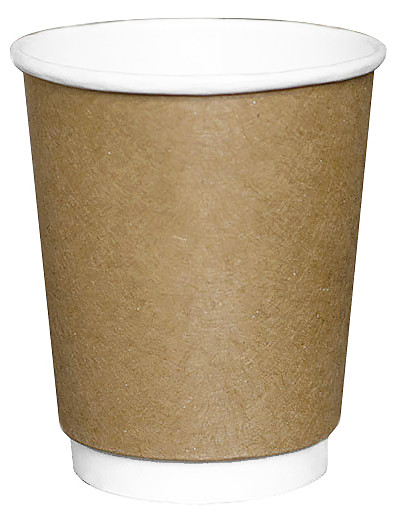 Kubek papierowy 250ml kraft z białą wewnętrzną powłoką, dwuwarstwowy, opakowanie 25 sztuk
