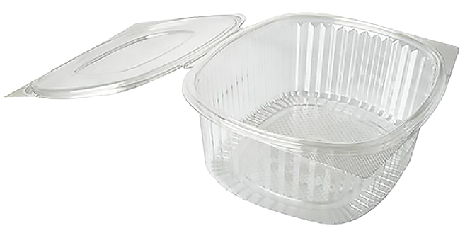 Pojemnik PET owalny 2000ml z przezroczystym pokrywem, wymiary 18,5 x 24,2 x 8,6 cm