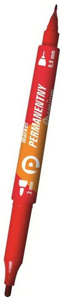 Wyoskiej jakości marker permanentny przeznaczony do pisania na większości powierzchni ( tworzywo, szkło, metal, papier, drewno, skóra, tkaniny ). Posiada końcówki z dwóch stron - końcówka okrągła 3mm, fibrowa 0,8mm. Wodoodporny tusz na bazie alkoholu. ...