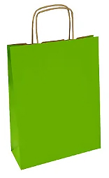 Torba papierowa klockowa jasno zielona z skrętnymi uchwytami papierowymi