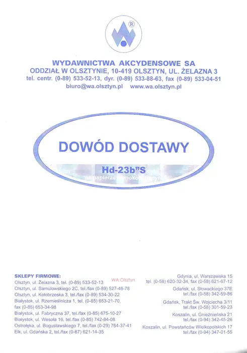Druki akcydensowe przeznaczone do wypełniania, wykorzystywane w czynnościach urzędowych, handlowych. Niezbędne w funkcjonowaniu firm, urzędów i innych jednostek zgodnie z obowiązującymi normami prawnymi.