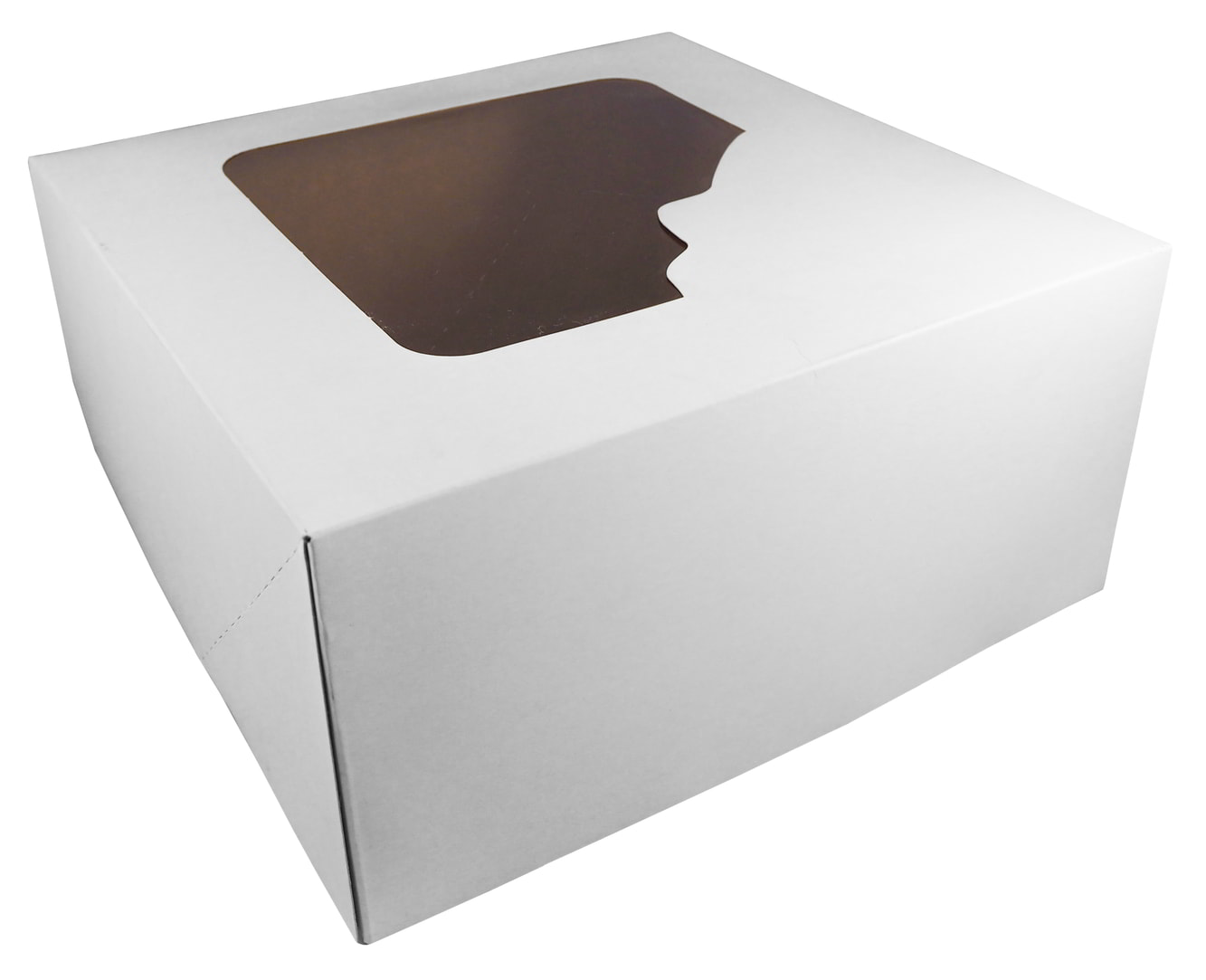 Karton na tort 25x25x12 cm jednoczęściowy biały z okienkiem do pakowania ciast