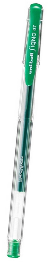 Długopis Żelowy UNI UM-100 SIGNO ZIELONY Długopis żelowy UNI UM-100, posiada pigmentowy tusz, wodoodporny i odporny na blaknięcie. Średnica kulki piszącej: 0,5mm, grubość lini pisania: 0,3mm.