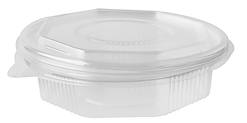 Pojemnik OCTOBOX zespolony 250ml przezroczysty z wieczkiem, owalny, jednorazowy