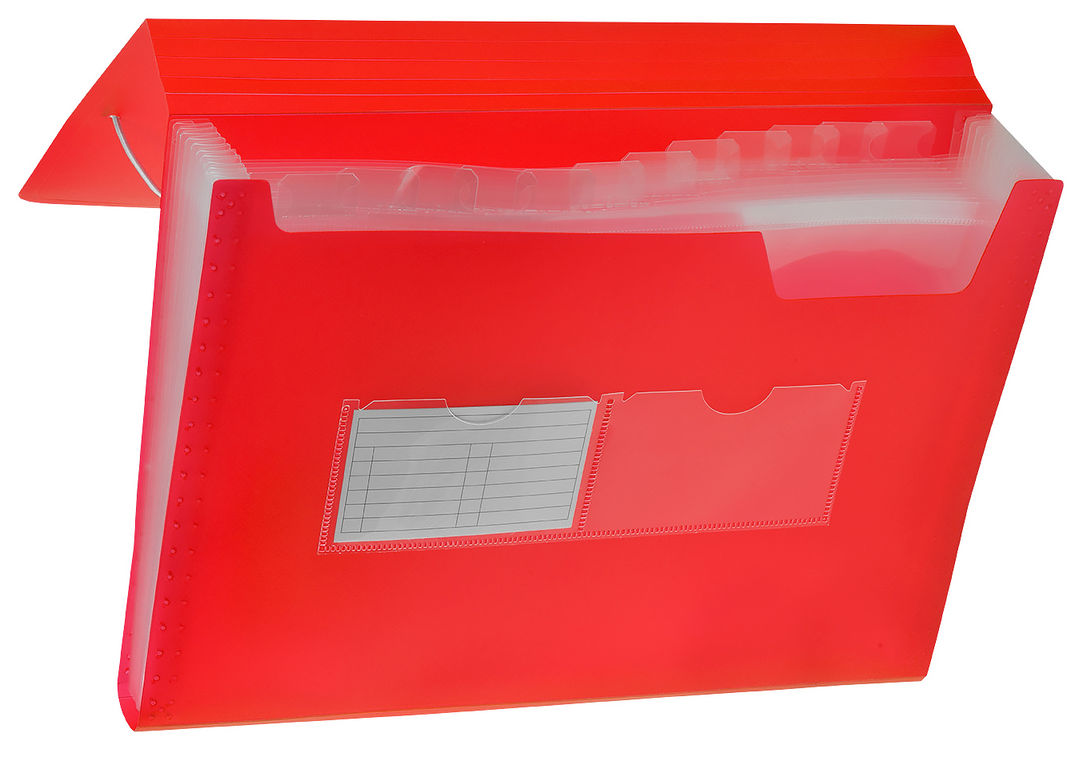 *Teczka harmonijkowa PP z gumką
   *Formatu A4
   *Teczka posiada 13 przegród
   *Wymiary teczki: 330x245x32 mm
   *Grubość tworzywa PP: 0,60 mm
