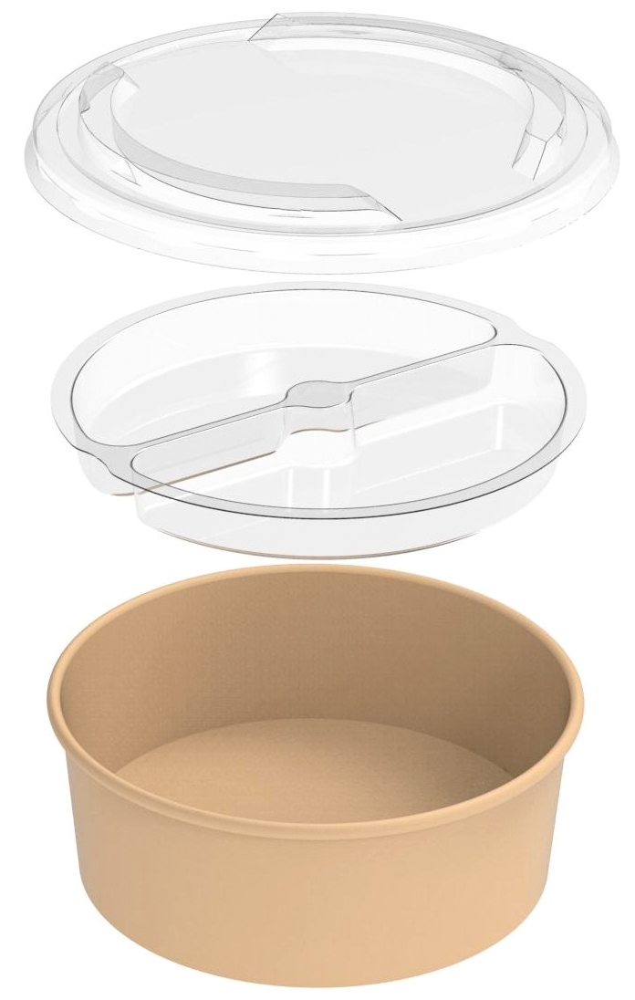 Miska papierowa Kraft (180) 1300ml 50szt średnica 180mm Miska papierowa Kraft 1300ml brązowa, średnica 180mm, opakowanie 50 sztuk z przezroczystą pokrywką