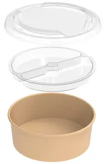 Miska papierowa Kraft (180) 1300ml 50szt średnica 180mm Miska papierowa Kraft 1300ml brązowa, średnica 180mm, opakowanie 50 sztuk z przezroczystą pokrywką