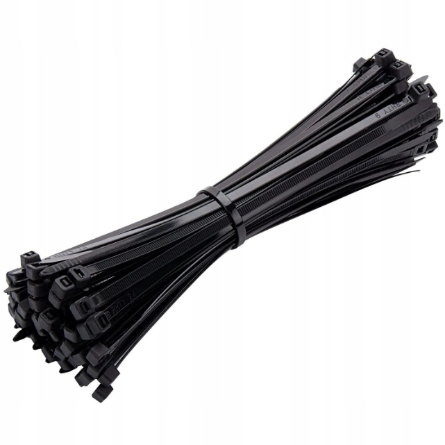 Opaska kablowa czarna 35cm 4,6mm, zestaw 100 sztuk, uniwersalne uchwyty do wiązania