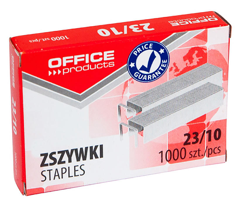 Zszywki biurowe 23/10 1000szt PBS Zszywki biurowe 23/10 1000 sztuk OFFICE products w opakowaniu