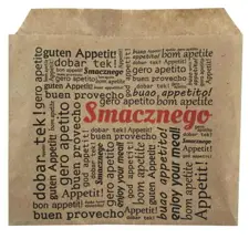 Opakowanie na frytki 200g szare Smacznego z napisami Appetit papierowe 140x100mm