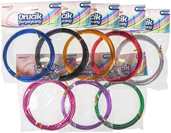 Druciki florystyczne, dzięki swym elastycznym właściwościom idealnie sprawdzają się w efektownym ozdabianiu bukietów, tworzeniu kompozycji dekoracyjnych oraz innych ozdób. Długość ok. 3m. Mix kolorów.

