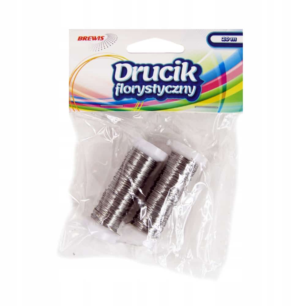 Drucik florystyczny 20m srebrny, dwie zwoje w opakowaniu marki Brewis