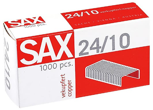 Zszywki SAX 24/10 miedziowane, 1000 sztuk w opakowaniu.