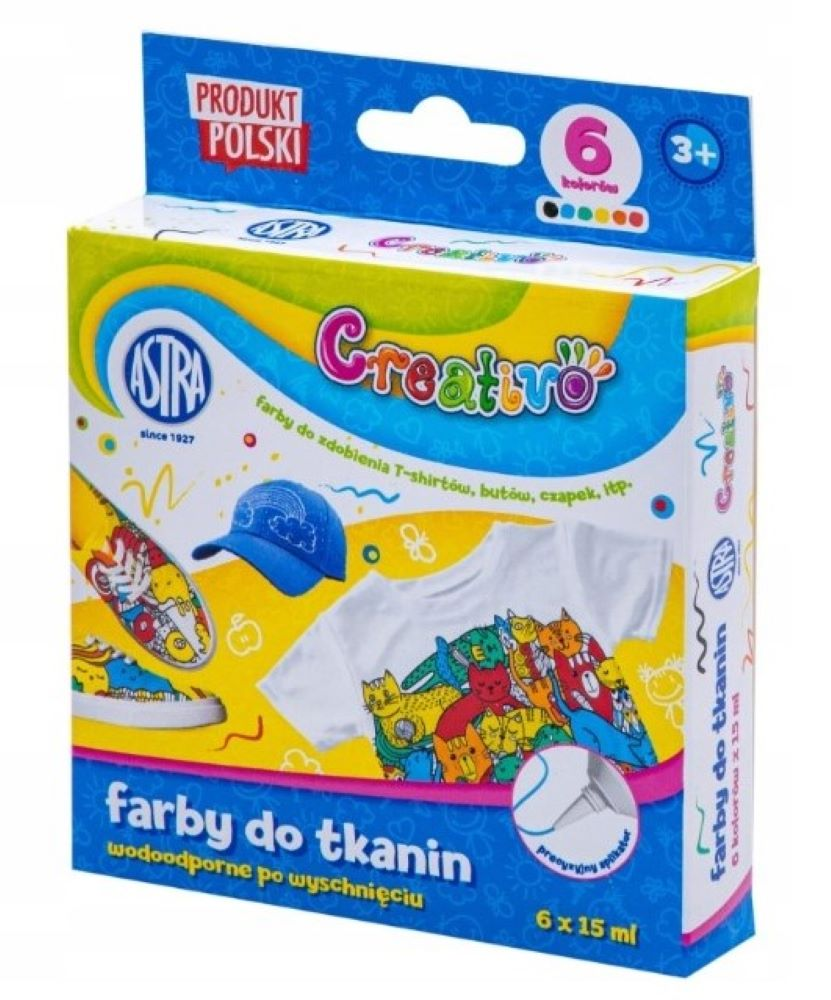 Farby do tkanin zestaw 6x 15 ml ASTRA CREATIVO