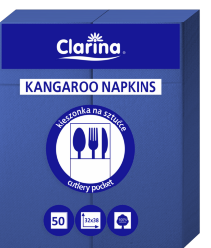 Serwetki KANGUREK Clarina 32x38 cm granatowe 50 sztuk na sztućce
