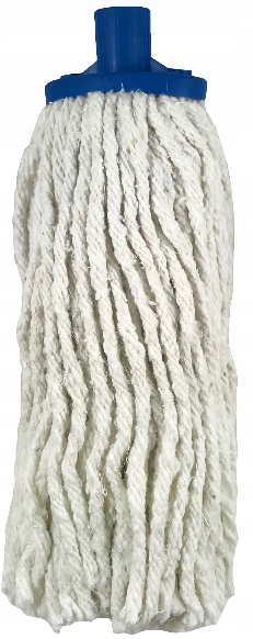 Mop sznurkowy bawełniany biały 250g 30cm z niebieską głowicą do mycia podłóg