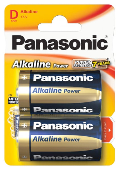 Bateria Panasonic Alkal.R20 Baterie Panasonic Alkaline Power R20 1,5V, opakowanie 2 sztuk w blistrze