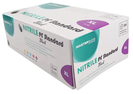 Rękawice NITRYLOWE CZARNE XL 100sztMASTER GLOVE 4g - 12mikr. bezpudrowe chlorowane
