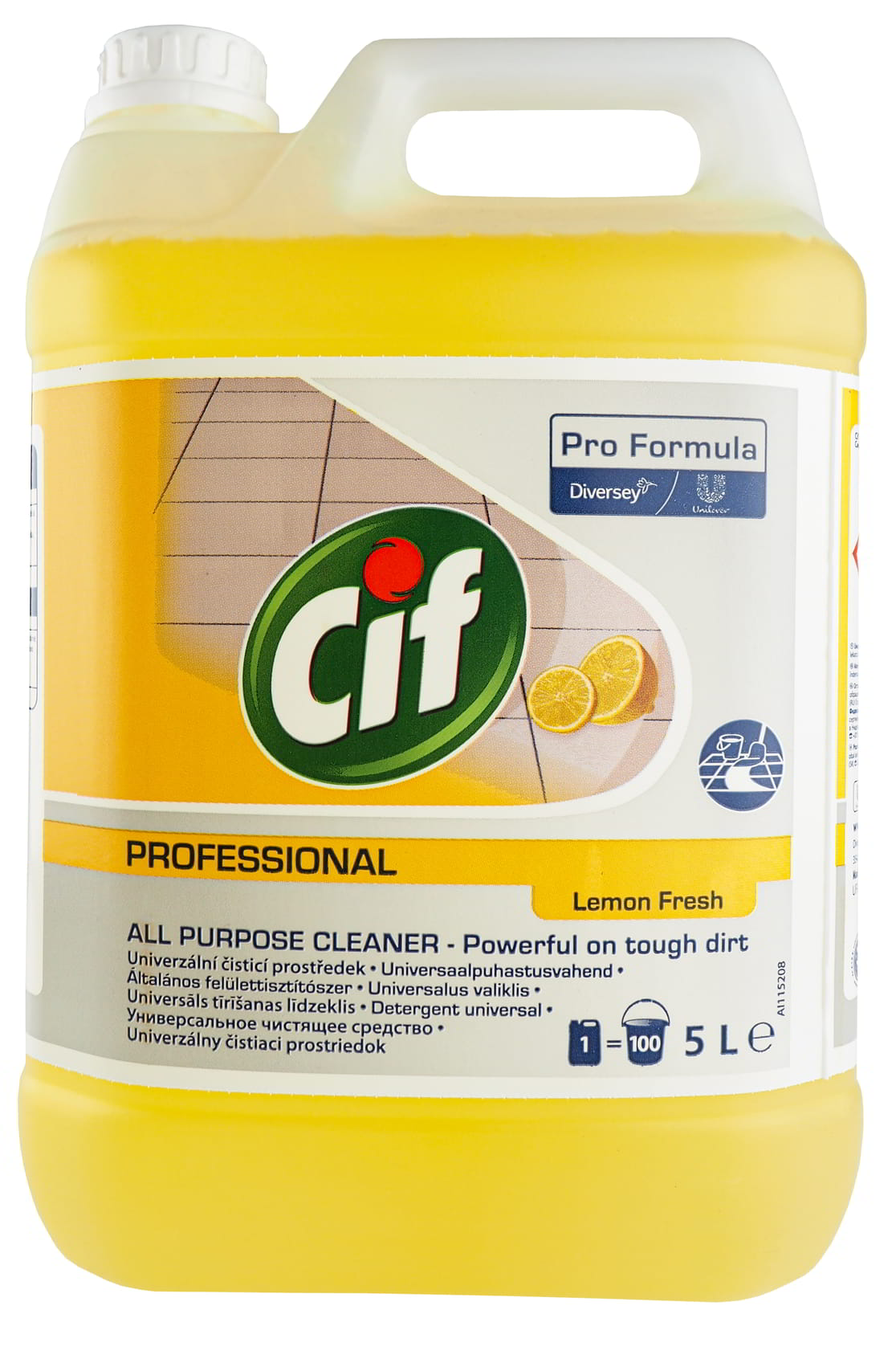 CIF Płyn uniwersalny Lemon Fresh 5L do mycia podłóg i powierzchni, opakowanie 5 litrów.