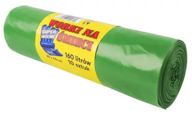 Worki na śmieci 160L zielone 10 sztuk na rolce z folii LDPE 30 mikronów