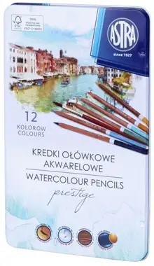 Kredki Ołówkowe 12 kol AKWARELE PUSZKAASTRA PRESTIGE
