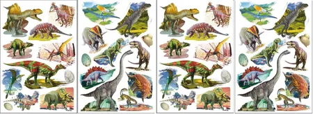 Naklejki Dinozaury 3D CLA 9 - zestaw wielobarwnych naklejek przedstawiających różne gatunki dinozaurów.