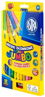 Kredki Ołówkowe 12 kol. TĘCZOWE JUMBOASTRA
