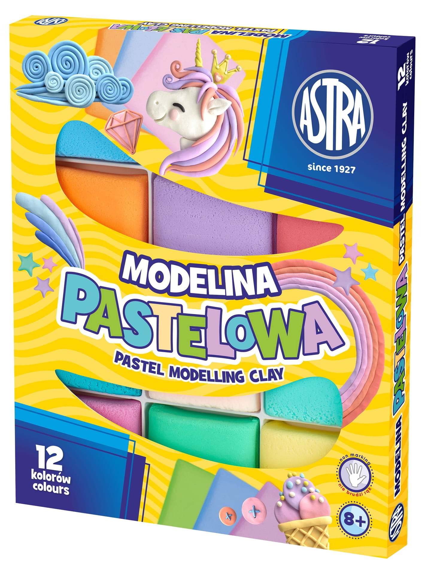 Modelina Pastelowa ASTRA 12 kolorów do modelowania dla dzieci od 8 lat.