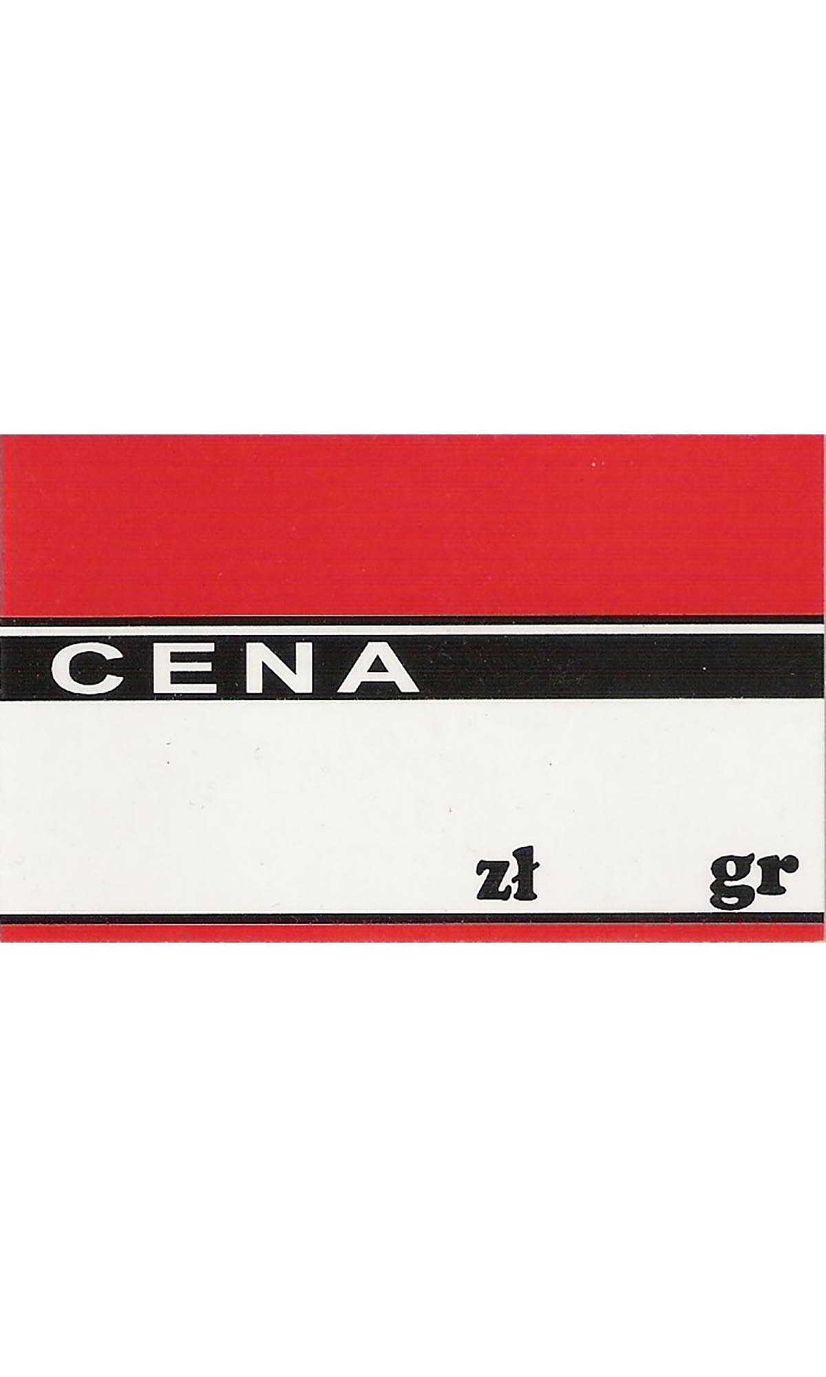 Winieta cenowa laminowana średnia czerwona z paskiem CENA do wypełnienia ceną i gramaturą