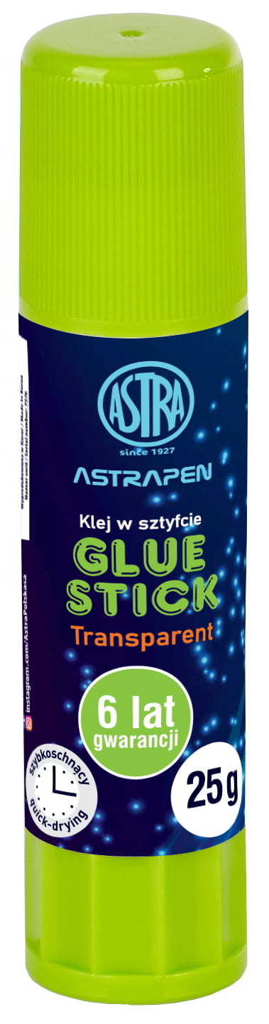 Klej w sztyfcie 25g Transp.ASTRAPENASTRA Klej w sztyfcie Astrapen transparentny 25g w zielonym opakowaniu