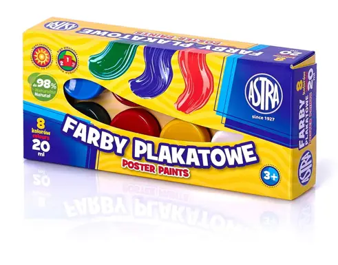 Farby plakatowe 20ml- 8 kolorówASTRA