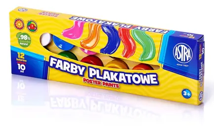 Farby plakatowe 10ml- 12 kolorówASTRA