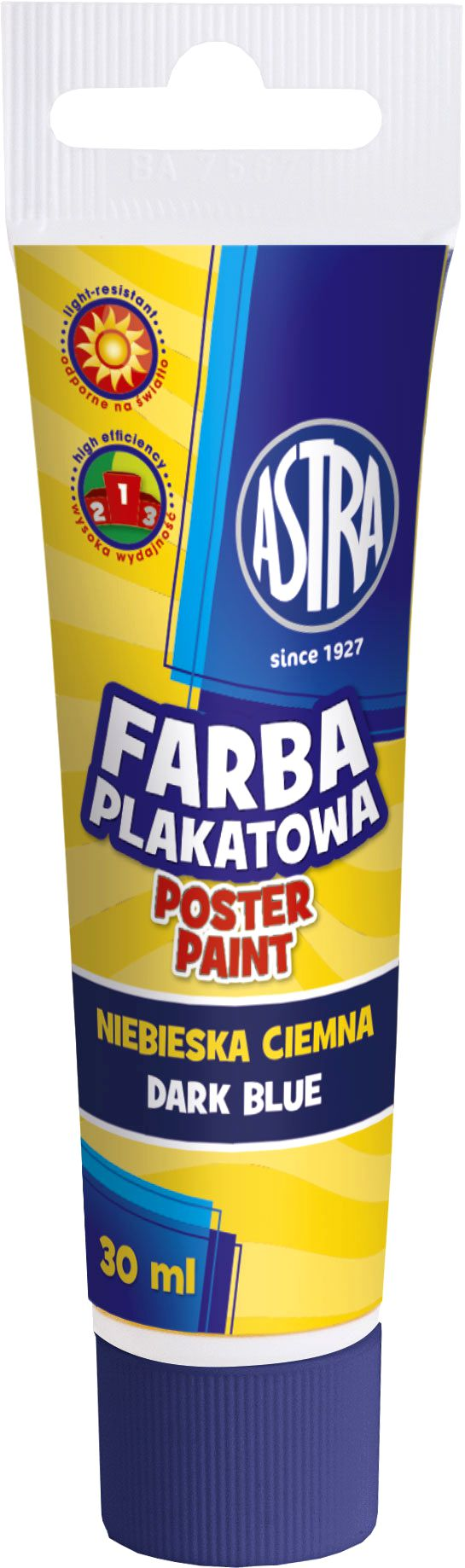 Farba plakatowa ciemna niebieska w tubie do malowania na papierze, kartonie, drewnie, nieglazurowanej ceramice i kamieniu. Wodorozcieńczalne farby kryjące są niezwykle wydajne. Składają się w 98% z naturalnych składników i są odporne na działanie świat...