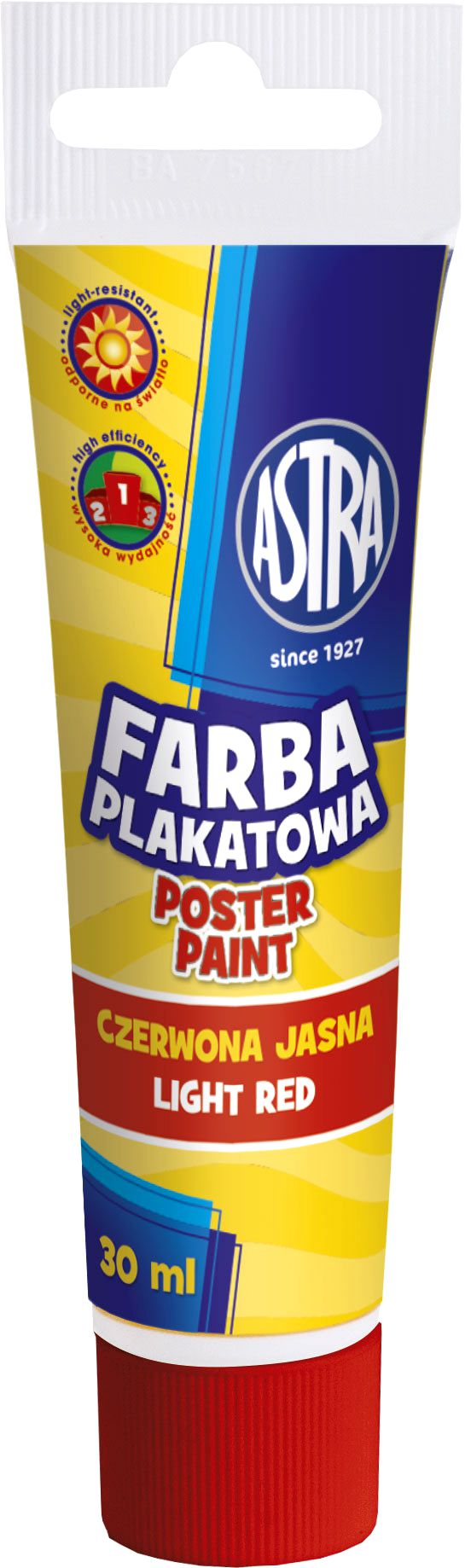 Farba plakatowa jasna czerwona w tubie do malowania na papierze, kartonie, drewnie, nieglazurowanej ceramice i kamieniu. Wodorozcieńczalne farby kryjące są niezwykle wydajne. Składają się w 98% z naturalnych składników i są odporne na działanie światła...