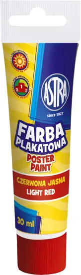 Farba plakatowa tuba 30 ml-czerwona jasnASTRA