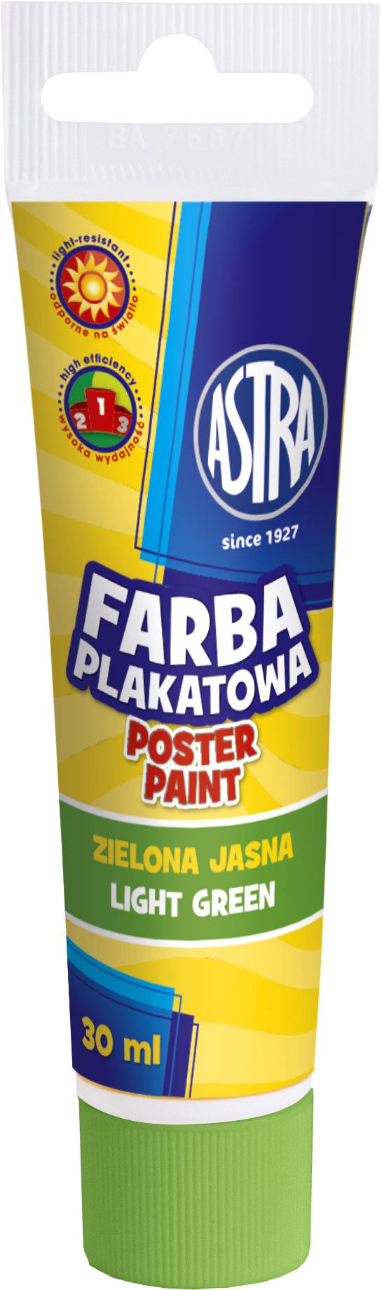 Farba plakatowa ASTRA tuba 30 ml jasna zieleń do malowania na papierze i kartonie
