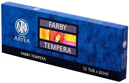 Farby tempera w tubach są wodorozcieńczalne równomiernie rozprowadzają się. Zapewniają bardzo intensywne, żywe barwy, które podczas schnięcia delikatnie matowieją i stają się aksamitne. Idealnie sprawdzą się do malowania na papierze , tekturze, kartoni...