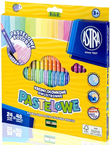 Kredki Ołówkowe trójkątne 24=48 kol PastASTRA