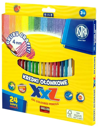 Kredki ołówkowe hexagonalne 24 koloryASTRA
