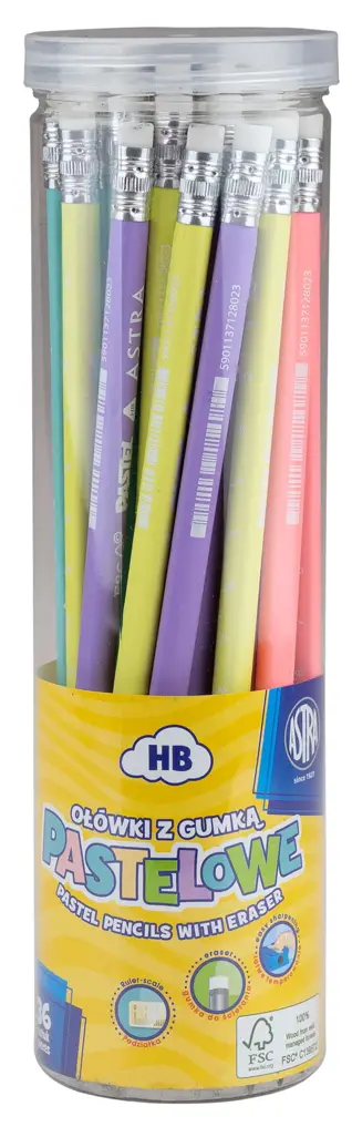 Ołówek pastelowy z gumką HB ASTRA