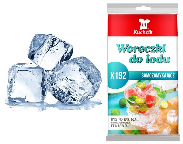 Woreczki do lodu wykonane z folii, umożliwiające łatwe samo zamykanie się woreczka po napełnieniu go wodą. 192 kulki.                                                                                                                                       ...