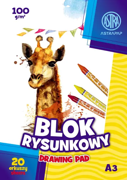 Blok Rysunkowy A-4 20 kart. Biały 100g ASTRA