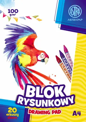 Blok rysunkowy Astra jest idealny do rysowania, malowania czy wycinania. Niezbędnik każdego ucznia i plastyka hobbysty, który doskonale sprawdzi się podczas zajęć plastycznych. Format: A4, gramatura: 100g, ilość kartek: 20.
