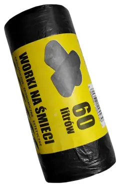 Worki na śmieci HD 60L 60/80 50szt Jednorazowe worki na śmieci lekkie, biurowe, toaletowe. Wykonane z folii HDPE.
*Wymiary: 60x80cm
*Pojemność: 60l
*Kolor: czarny
*Ilość na rolce: 50szt