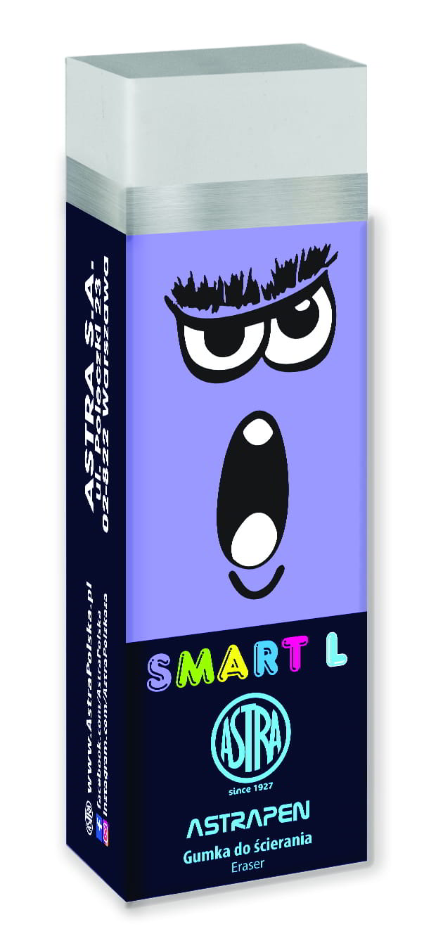 Gumka Smart to seria gumek z uroczymi buźkami wyrażającymi emocje. Jest bardzo wydajna i nie niszczy papieru.