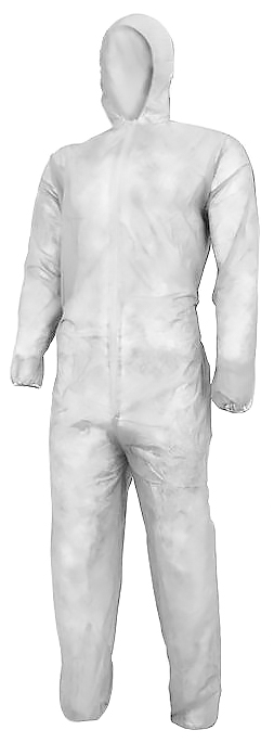 Kombinezon ochronny, jednorazowy z włókniny.
Stanowi szczelne zabezpieczenie przed: czynnikami mechanicznymi, mikroorganizmami,  środkami czyszczącymi słabego działania.
Rozmiar: XXXL.
